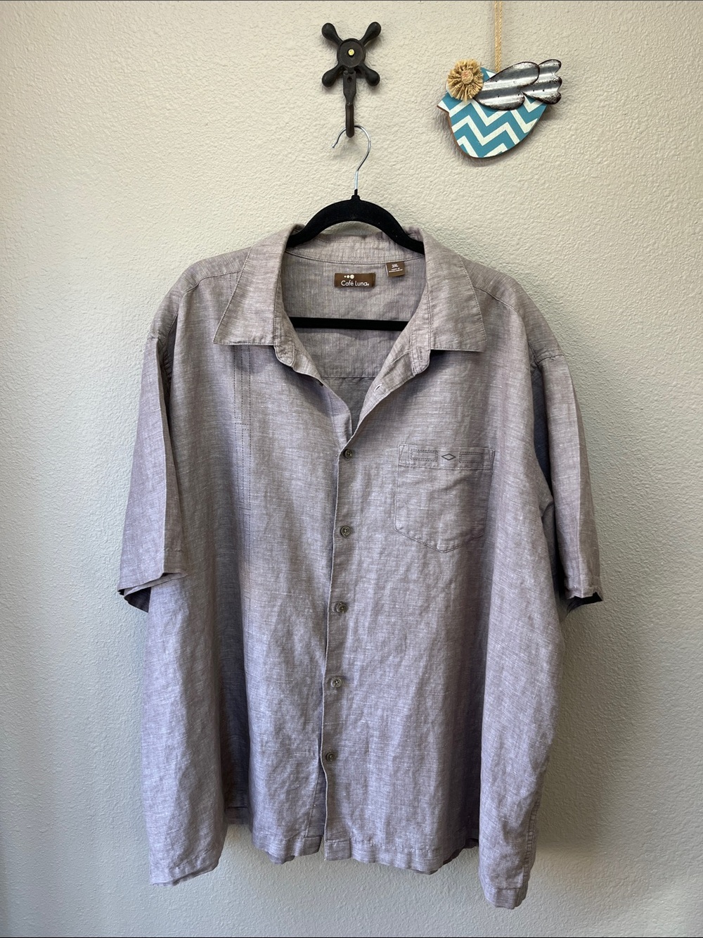 Cafe Luna man’s linen cotton blend shirt size 3X